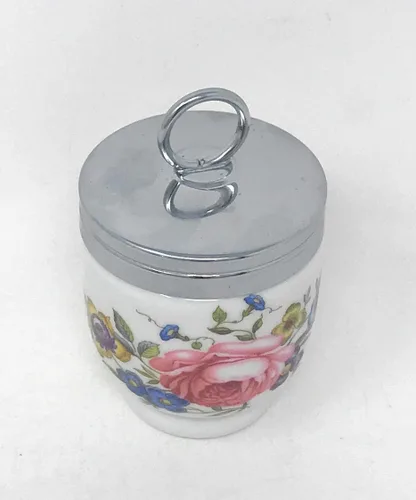 Miniatura 2 de Royal Worcester Porcelana Bournemouth Rosa Rosa Solo Huevo Coddler Hecho En Inglaterra