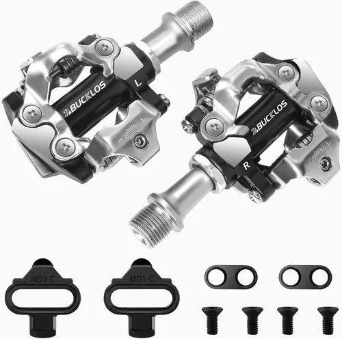 Miniatura 7 de BUCKLOS SPD - Pedales de clip para bicicleta de montaña MTB, pedales de doble cara sin cliente, bicicleta de carretera, rodamientos sellados, clips