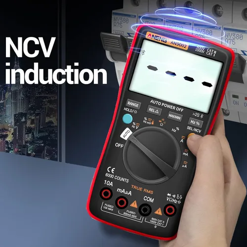 Miniatura 6 de ANENG - Multímetro digital con Bluetooth, probador auto-rango TRMS 6000 conteos, ohmímetro para voltaje AC/DC, corriente, resistencia, continuidad