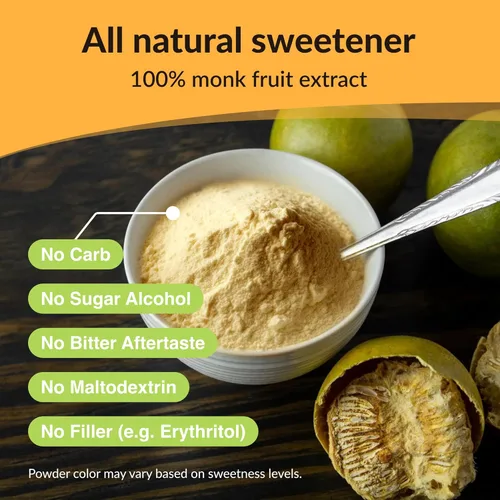 Miniatura 4 de NAMANNA Edulcorante puro de frutas de monje, cero calorías, cero carbohidratos, seguro para paleo (25% Mogroside V, 3.53 onzas, 2000 porciones)