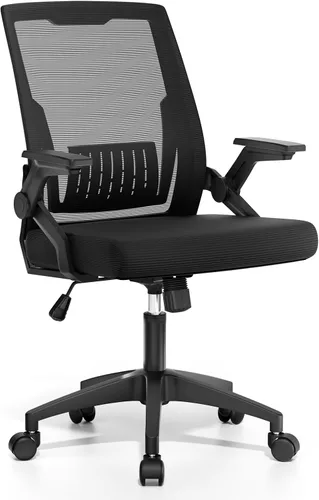 Ergonomic Office Chair, Home Desk Chair with Flip-Up & Adjustable Armrest, 135° Reclining Tilt Lock, Thickness Cushion Mesh Back Office Chairs for
