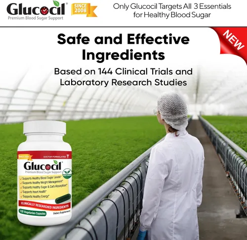 Miniatura 6 de Glucocil – Nuevo – Cápsulas vegetarianas – Soporte premium para el azúcar en sangre – Apoya los 3 elementos esenciales para un azúcar en sangre