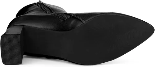 Miniatura 6 de Allegra K Botines de tacón grueso con punta puntiaguda para mujer