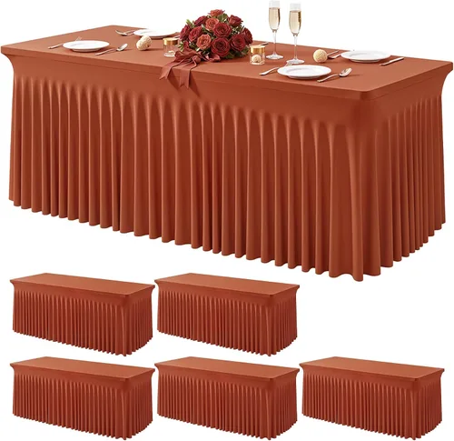 Miniatura 18 de Wish Care Paquete de 2 manteles de elastano elástico azul bebé para mesas rectangulares de 4 pies, manteles ajustables sin arrugas de 4 pies