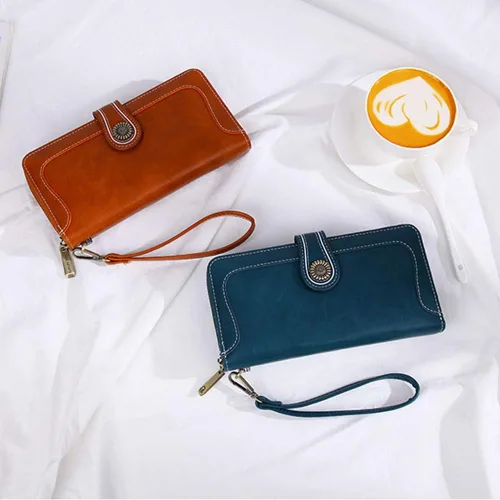 Miniatura 6 de Earnda Billetera para mujer tarjetero de cuero de gran capacidad para tarjetas de crédito RFID Marrón_008 Casual