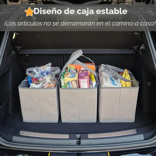 Miniatura 6 de Bolsas de la compra reutilizables (paquete de 3). Set de bolsas de calidad superior con asas extra grandes y laterales reforzados. Plegable, Gris