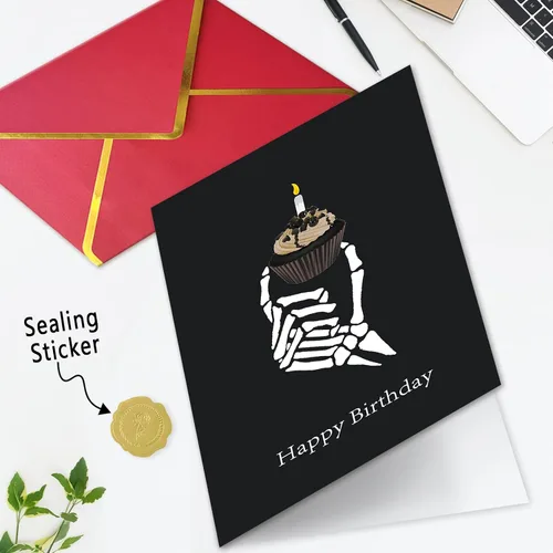 Miniatura 5 de Ziwen Tarjeta de Cupcake de Cumpleaños Grosera, Regalos Divertidos del Día Gótico para Ella y Él, Tarjeta de Feliz Cumpleaños para Hombres