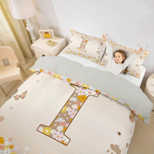 Miniatura 8 de Erosebridal Groovy - Juego de ropa de cama con inicial B de flores de los años 60S y 70S, funda de edredón floral vintage, juego de cama retro