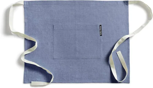 Miniatura 17 de Solino Home Delantal de lino estilo bistró para servidor, lazos extralargos con bolsillos, medio delantal de lino 100% puro para hombres y mujeres