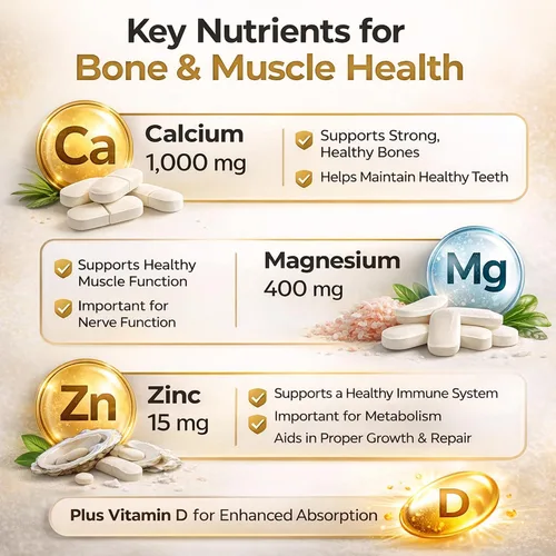 Miniatura 4 de Calcio, magnesio, zinc y vitamina D3. LUAL Calcio, magnesio y zinc con vitamina D - Suplemento de apoyo óseo y muscular para adultos, suplemento