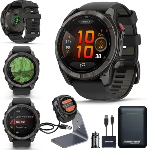 Miniatura 10 de Garmin Fenix 8 Premium - Reloj inteligente multideporte GPS para correr, 43 mm AMOLED, clasificado para buceo, linterna incorporada Titanio DLC