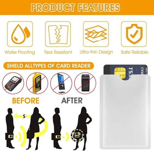 Miniatura 7 de Ouligay Juego de 10 fundas de bloqueo RFID, juego de soporte para tarjetas de crédito y protector de tarjeta de identidad