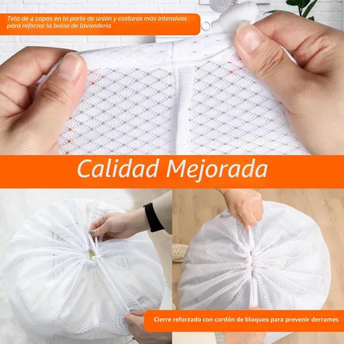 Miniatura 4 de Polecasa Bolsas de lavandería grandes de malla de diamante extra resistentes con cierre de cordón y etiqueta de identificación, bolsa