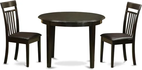 Miniatura 9 de East West Furniture BOCA3-CAP-C Boston - Juego de habitación de 3 piezas que contiene una mesa redonda de madera y 2 sillas de comedor de tela