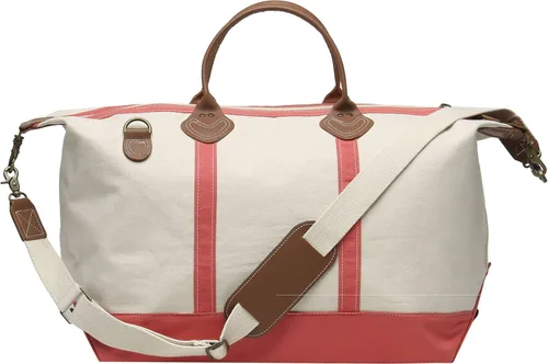 Tag&Crew Weekender Signature - Bolsa de lona pesada con asa de cuero de 20 onzas, con correa de hombro desmontable, talla L