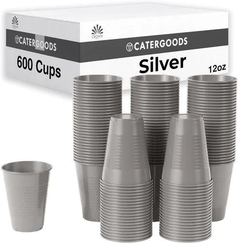 Miniatura 24 de Party Solids Vasos de plástico negros - 12 onzas, paquete de 100