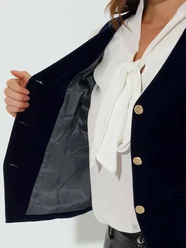 Miniatura 5 de Allegra K Chaleco de terciopelo steampunk para mujer, sin mangas, con botones, cuello en V, chalecos de traje