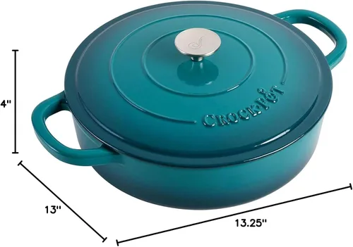 Miniatura 8 de Crock-Pot Crock Pot Artisan - Estofador de hierro fundido esmaltado con tapa, 5 cuartos de galón, verde azulado degradado Turquesa Degradado