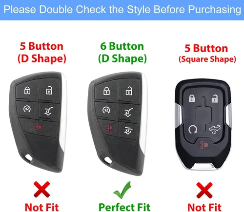 Miniatura 2 de Funda para llavero de TPU de 6 botones con llavero de cuero, compatible con GMC Yukon Denali Sierra 2021, 2022, 2023, 2024, 2025, 2026, compatible