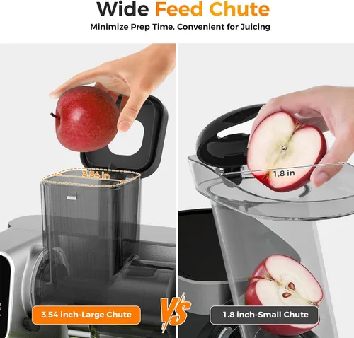 Miniatura 7 de WETIE Exprimidor de prensa en frío, máquinas de licuación lenta con pantalla táctil, presión de jugo ajustable, 99% de rendimiento de jugo