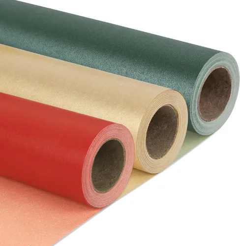 NESCCI Papel de regalo mate, papel de brillo perlado de color sólido, 3 rollos, 17 pulgadas x 32.8 pies por rollo. Papel de regalo perfecto para