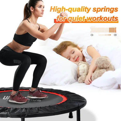 Miniatura 7 de Foldable Mini Trampoline Load 330lbs, 40"/48" Rebounder Trampoline for Adults with Durable Bungee Band and Adjustable Foam Handle for Home Gym