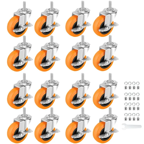 Miniatura 14 de Ruedas giratorias, juego de 4 ruedas giratorias de bloqueo de 3 pulgadas, 3/8-16 x 1 (diámetro del tornillo 3/8 pulgadas, longitud 1 pulgada)