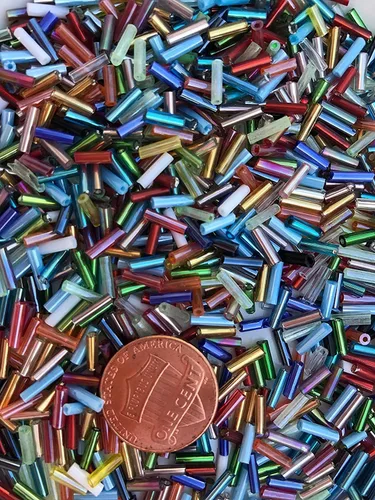 Miniatura 2 de Cuentas de corneta checa 40 gr / 1.4 oz Tubo de vidrio tamaño #3 0.276 in (mezcla surtida)