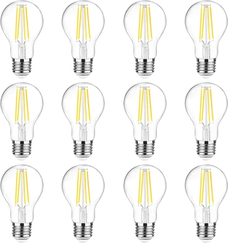Miniatura 11 de Ascher - Bombillas de filamento LED E26, equivalentes a 60 W, luz blanca cálida de 2700 K, no regulables, vidrio transparente clásico, bombillas LED