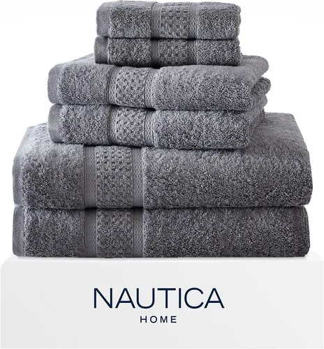 Nautica Toallas de baño, toallas de algodón suave, juego de toallas de baño y manos, altamente absorbentes y de secado rápido, cero torsión, juego