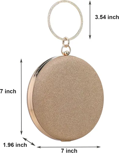 Miniatura 3 de Bolso redondo de noche con purpurina brillante y asa superior para fiesta cruz bolso de hombro para boda novia