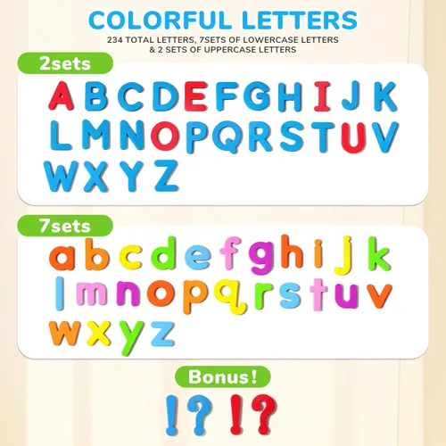 Miniatura 2 de JoyCat Kit de letras magnéticas coloridas para el aula, 238 piezas con tablero magnético de doble cara, letras del alfabeto de espuma para niños