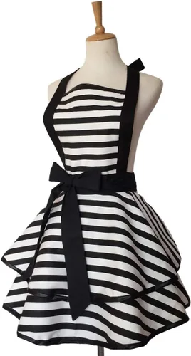 Miniatura 2 de Hyzrz Delantales retro de algodón hechos a mano para mujeres y niñas, delantal de cocina para tartas, cocina, regalo de madre (negro)