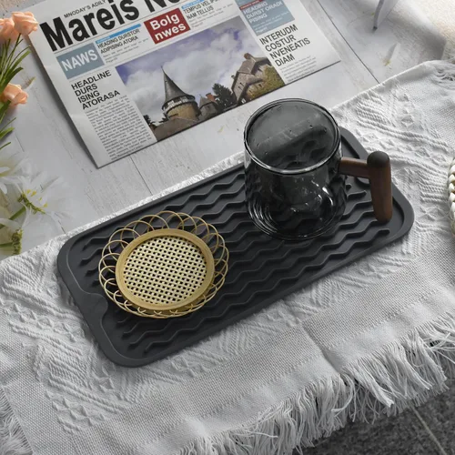 Miniatura 5 de Tapete de silicona para secado de platos para múltiples usos, fácil de limpiar, ecológico, tapete escurridor de platos resistente al calor