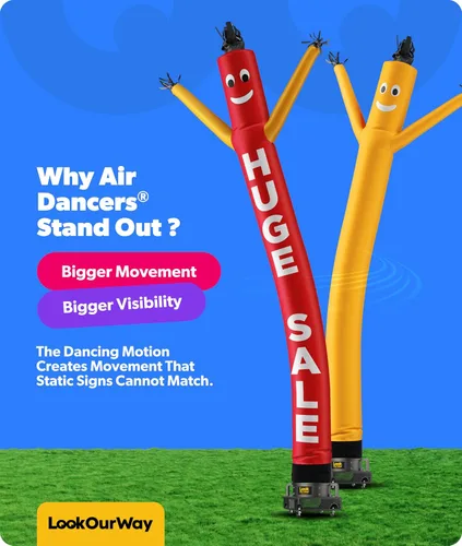 Miniatura 4 de LookOurWay Air Dancers - Accesorio inflable para hombre de tubo – 20 pies de alto Wacky Waving Inflable Dancing Tube Guy para promoción de negocios