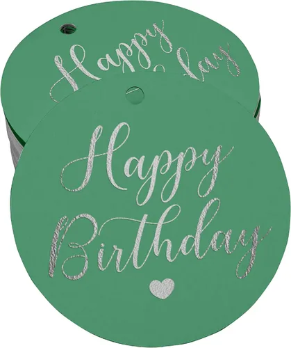 Miniatura 41 de Etiqueta de papel para colgar con texto en inglés «Happy Birthday» (50 unidades)