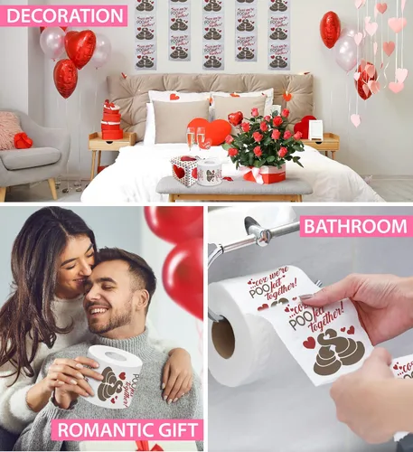 Miniatura 5 de Printed TP 'Coz We're POO-fect Together - Papel higiénico impreso, divertido rollo de papel higiénico para San Valentín, decoración de baño, regalo