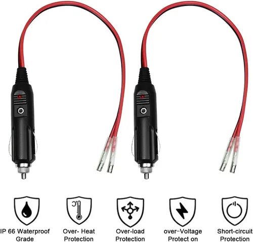 Miniatura 4 de Enchufe de encendedor de cigarrillos de 12 V con cables, conector macho resistente de 12 voltios, fuente de alimentación de 15 y 20 amperios