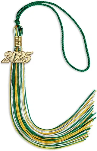 Miniatura 19 de Endea Graduation Borla mixta de triple color con gota de fecha dorada (negro/dorado/blanco, 2021)