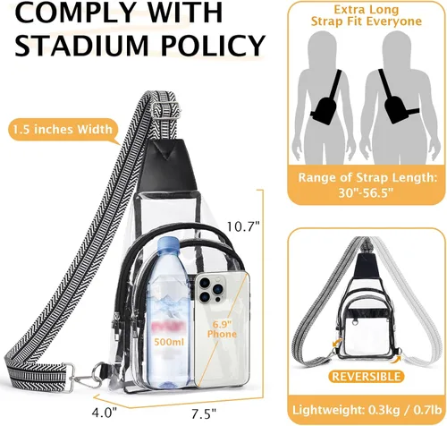 Miniatura 3 de Bolsa transparente para eventos de estadio, bolsa cruzada transparente para mujeres y hombres, bolsos transparentes, mochila grande transparente 2#