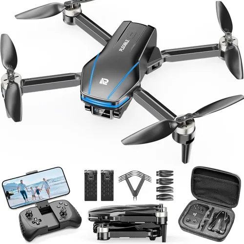 Dron con cámara 4K para niños y adultos, motor sin escobillas, mini drones plegables a control remoto con protectores de hélice para principiantes,