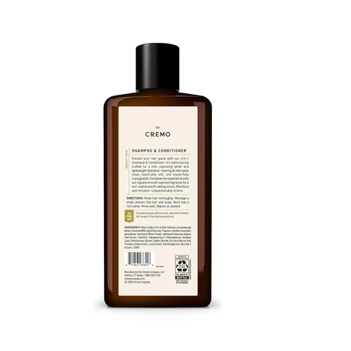 Miniatura 7 de Cremo Champú y acondicionador 2 en 1 de bergamota italiana para hombres, notas de bergamota italiana, flor de neroli y vetiver fresco, 16 onzas