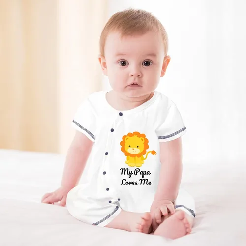 Miniatura 4 de Trajes de algodón para recién nacido, ropa de bebé niño lindo león, unisex, divertido bebé niña bebé 0-24 meses, Azul