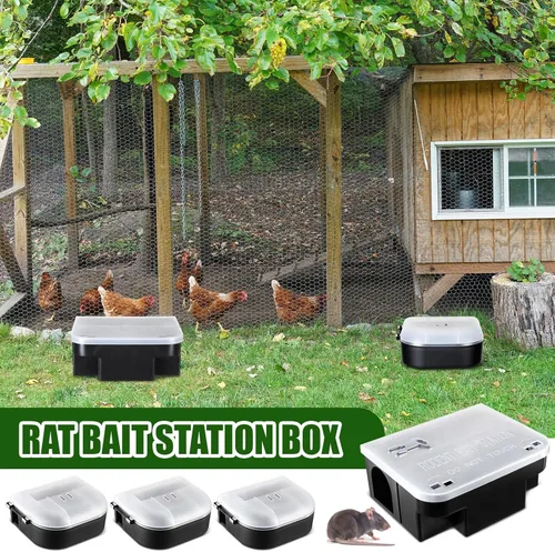 Miniatura 5 de Qualirey Paquete de 8 cajas de estación de cebo para ratas con tapas transparentes y llaves, incluye 2 estaciones grandes de cebo para ratones, 6
