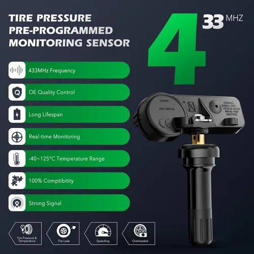 Miniatura 3 de CDWTPS TPMS Sensor Dodge, paquete de 4 sensores de sistema de monitoreo de presión de neumáticos de 433 MHz, compatible con Dodge Jeep Ram