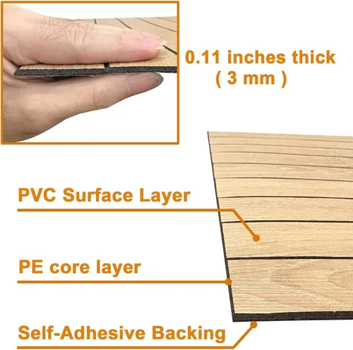 Miniatura 7 de Yutianli Panel de Pared de Listones de PVC Despegar y Pegar 118" x 15.7" Panel de Listones de Madera Falsa Grano de Madera de Nogal Artificial