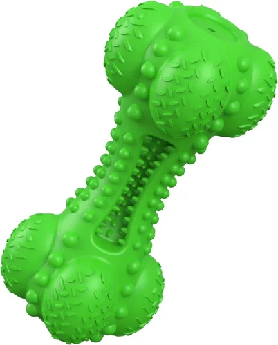 Miniatura 12 de SCHITEC - Juguete masticable para perros con sonido, hueso de goma natural resistente y duradero con cepillo de dientes, indestructible para Azul