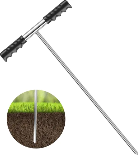 Miniatura 6 de Varilla de sonda de suelo de acero inoxidable de EE. UU., herramienta de varilla de tierra ajustable de altura con mango en T, herramienta