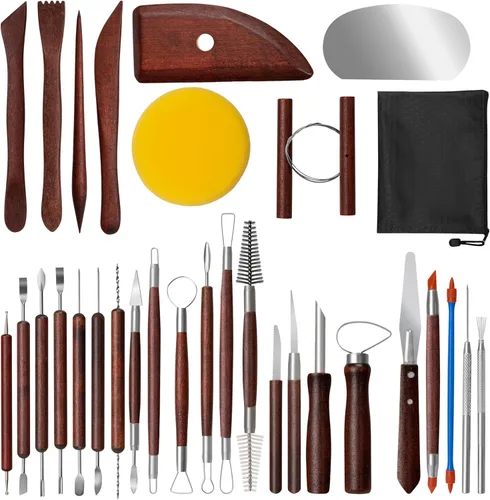 Miniatura 8 de Amrules Kit de herramientas de arcilla, 43 herramientas de cerámica, práctico kit de herramientas de escultura de arcilla polimérica, juego