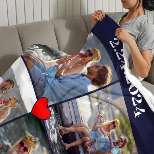 Miniatura 3 de Artsadd Manta personalizada con collage de texto fotográfico, manta de fotos personalizada para hombres, mujeres, él o ella, manta personalizada
